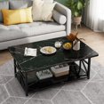 thumbnail image 2 of AWQM Table Basse d'Angle Ronde, Table Basse Moderne à Double Étagère de Rangement, Table Basse en Marbre Style Moderne pour Salon, Noire, 2 of 7