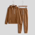 thumbnail image 2 of 2 Piece Sweatsuits for Womens Clearance Solid Color Pocket Drawstring Pullover Sweatpant Set Lounge Tracksuit Casual Plus Size Lightweight Loose Ladies Outfits Fall Winter 2023 Black L, 2 of 5