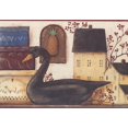 thumbnail image 1 of Vintage Noir Cygne Boîtes Étoile Bougie Blanc Cassé Bord Rétro Design, Rouleau 15' x 9'', 1 of 3