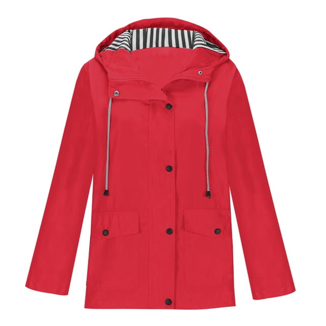 MeetoTime Manteau de Pluie Imperméable pour Femme Mi-Long à Capuche Coupe-Vent Extérieur Randonnée Imperméable Tailles Régulières et Plus