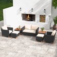 thumbnail image 4 of Gymax Ensemble de Mobilier de Patio 7 Pcs avec Causeuse, Fauteuils, Ottomans et Table de Rangement, 4 of 10