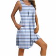thumbnail image 4 of Pyjama pour Femmes Zeophrasy Femmes Imprimé avec Poches Chemises de Nuit Sans Manches Vêtements de Nuit devant Plissé Nuisette Col Rond Robe de Nuit Clearacne Moins de 5, 4 of 7