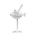 thumbnail image 2 of weibbin Pufferfish Shaped Glass 8.3 Inch, Unique Cocktail Glass with Straw, White Tropical Drinkware for Summer Beach Pool Party, 2 of 6