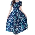 thumbnail image 1 of Pisexur Robe Maxi d'Été pour Femmes, Vacances à la Plage, Décontractée, Portefeuille, Col en U, Manches Courtes, Fluide, Robe Florale, Taille Haute, Longue Robe Maxi de Plage, 1 of 4