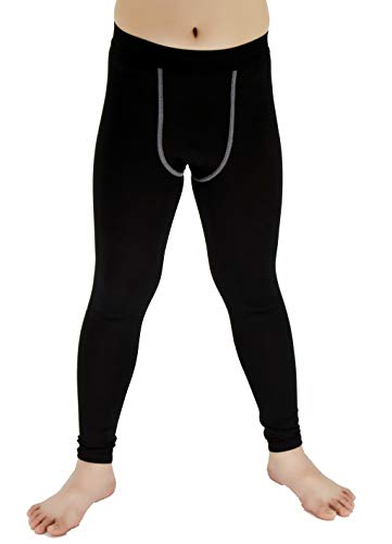 LANBAOSI Youth Boys Compression Leggings Unisex Athletic Pants Base Layer Football Workout Tight Size 12