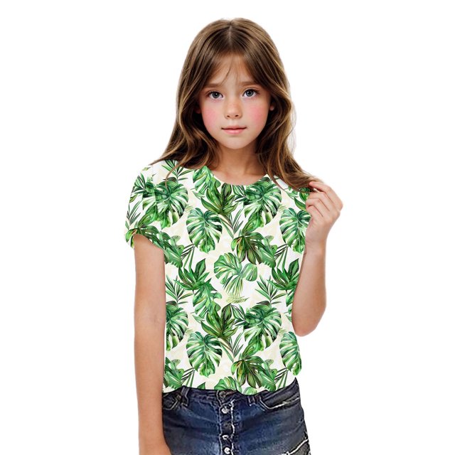 Jamicy T-Shirts Graphiques Enfants Vêtements pour Enfants Hauts pour Enfants Été Manches Courtes T-Shirts Col Rond Chemisiers pour Dames Hauts Courts Décontractés