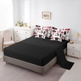 thumbnail image 4 of YST Ensemble de Douillette 7 Pcs à Rayures Noires et Blanches pour Garçons Filles, Ensembles de Literie à Paillettes Rouges Simple, Style Moderne Lit Tout-en-un, Ensembles de Lit Réversibles Abstraits avec Ensemble de Draps Déco de Chambre, 4 of 5