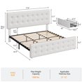 thumbnail image 2 of Full Size Upholstered Platform Bed Frame with 4 Storage Drawers - Adjustable Button Tufted Headboard - Sturdy Wooden Slats, No Box Season Needed - Modern Bedroom Furniture - Dark Grey, 2 of 8