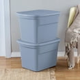thumbnail image 3 of Sterilite 68 Liter Tote, Plastic Storage Bin with Snap-on Lid, Stackable, Light Blue, 3 of 8
