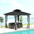 thumbnail image 2 of Outsunny Pavillon à Toit Rigide 10 Pieds x 10 Pieds Pavillon Extérieur en Aluminium, Gris Pâle, 2 of 10