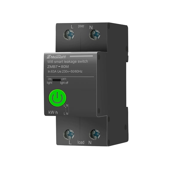 yeacher 2P Smart WiFi Circuit Breaker with Leakage Protection, Remote Control via App, Adjustable Current & Voltage, Black/White Options