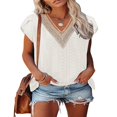 thumbnail image 2 of Tops Amples avec Col en V à Manches Courtes pour T-Shirts d'Été pour Femmes, 2 of 5