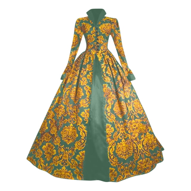 UPPADA Costumes Gothiques pour Femmes à Manches Longues Victorian Dresses Plus Size Corset Robe Maxi Fluide Robe de Fête Robe Cocktail Robe Lacée Robe de Mascarade Jolies Robes de Bal Aubaines de Liquidation
