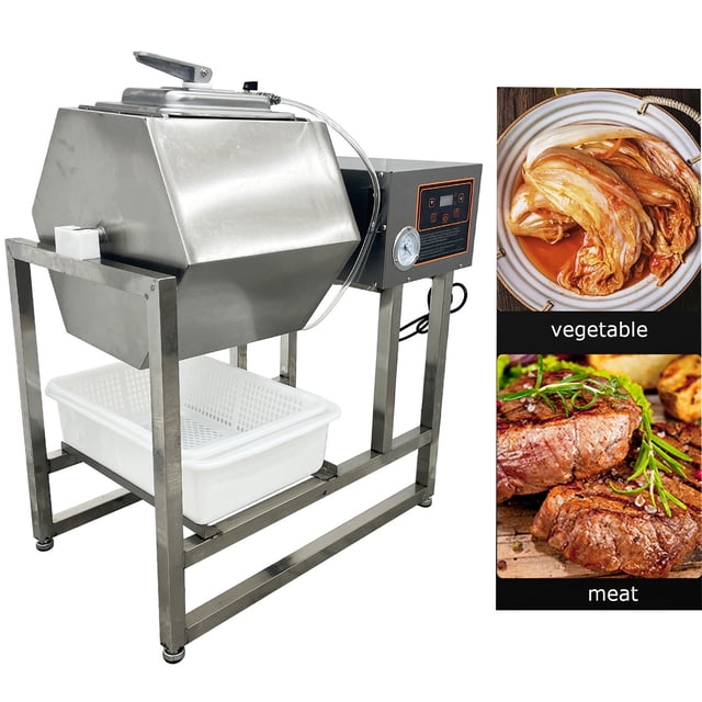 45L Meat Vegetable Tumbler Marinator Stainless Steel Meat Curing Tumbling Machine with Vacuum Pump
