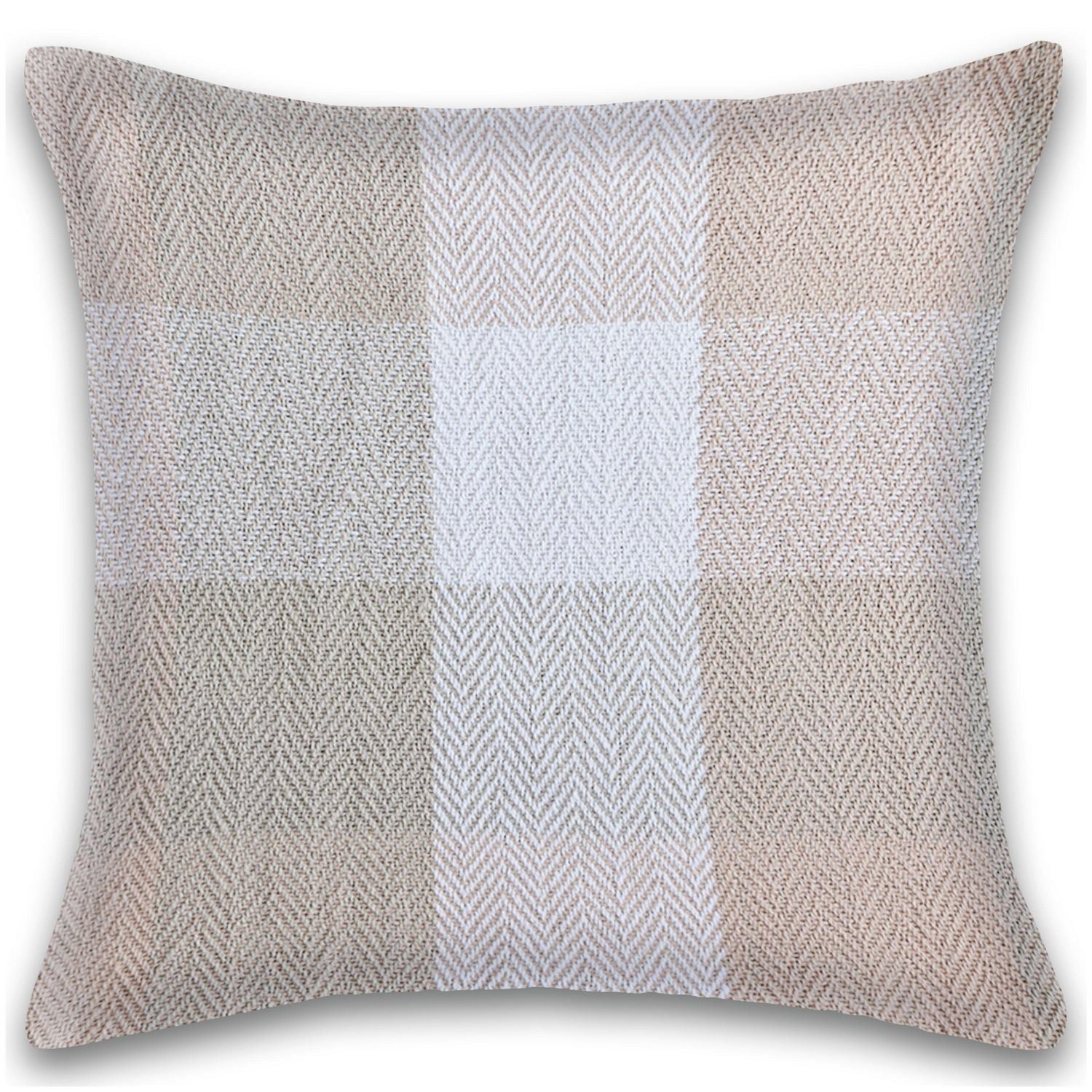 Herringbone Check Cotton Cushions Set of 2 Poly Filled With Zipper Machine Washable