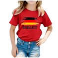 thumbnail image 1 of LUOGENLI T-Shirt pour Filles Enfants Drapeau de l'Allemagne Imprimé Manches Courtes Col Rond T-Shirt Floral Tendance Mode Chandail de Base Hauts Maxi Ensemble Volants Rouge 3-4 Ans, 1 of 4