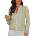 thumbnail image 1 of IROINID Women's Zip Up Jacket Long Sleeve Print Outwear, Comfy Spring Autumn Zip Slim Fit Jacket, 1 of 7
