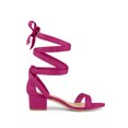 thumbnail image 3 of BLISSFUL STEP Women's Opened Toe Block Heel Lace up Dress Sandals Hot Pink 9.5, 3 of 7
