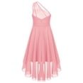 thumbnail image 4 of Manyakai Robe à une Épaule pour Filles, Ourlet Haut-Bas, Robe de Princesse à Volants, Taille Haute, Robe de Danse de Soirée Rose 16, 4 of 7