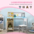 thumbnail image 4 of Qaba Ensemble Bureau et Chaise pour Enfants 2 Pcs avec Tableau Blanc, Rangement, Étagères, Gris, 4 of 10