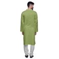 thumbnail image 3 of Atasi Kurta Solide Pyjama pour Hommes Style Asymétrique Vêtements d'Été Décontractés, 3 of 5