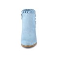 thumbnail image 2 of Unique Bargains Women's Ruffle Block Heel Ankle Boots Sky Blue (Size 9), 2 of 8