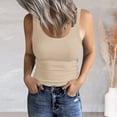 thumbnail image 2 of MIASHUI Women's Scoop Neck Sleeveless Ribbed Casual Tank Tops,Khaki,S, 2 of 6