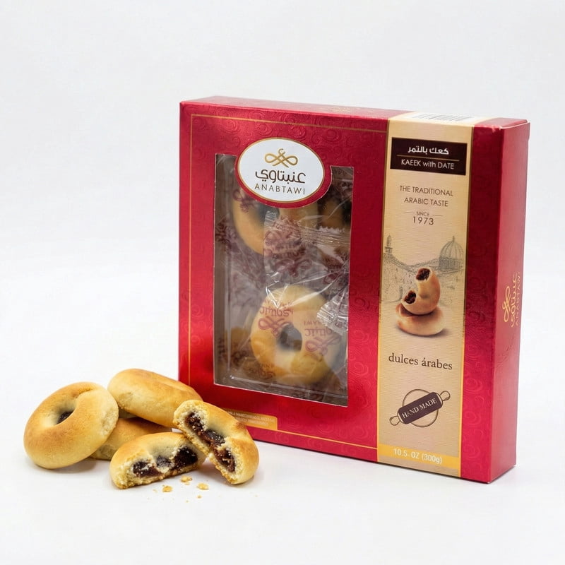Anabtawi Kaek - Date-Filled Ring Cookies - 300g - Halal - Traditional Middle Eastern Sweets