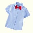 thumbnail image 5 of MeetoTime Baby Short Sleeve Blouse Solid Color Gentleman's School Uniform Button-down Shirt for Boys Baby Clothes 2-14Years, 5 of 5