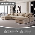 thumbnail image 3 of The Magic Home 4-Seater Cloud Modular U-Shaped Linen Sectional Sofa, Khaki, 3 of 14