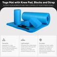 thumbnail image 2 of BalanceFrom 71x24x1 Inches Extra Thick Yoga Mat with Knee Pad and 2 Blocks, Blue, 2 of 11