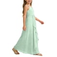 thumbnail image 4 of DuoJiaJ Robe Trapèze pour Fille Demoiselle d'Honneur Junior Robe Maxi Fluide en Mousseline Robe de Mariage Fête Concours Taille 13-14 Ans, 4 of 5