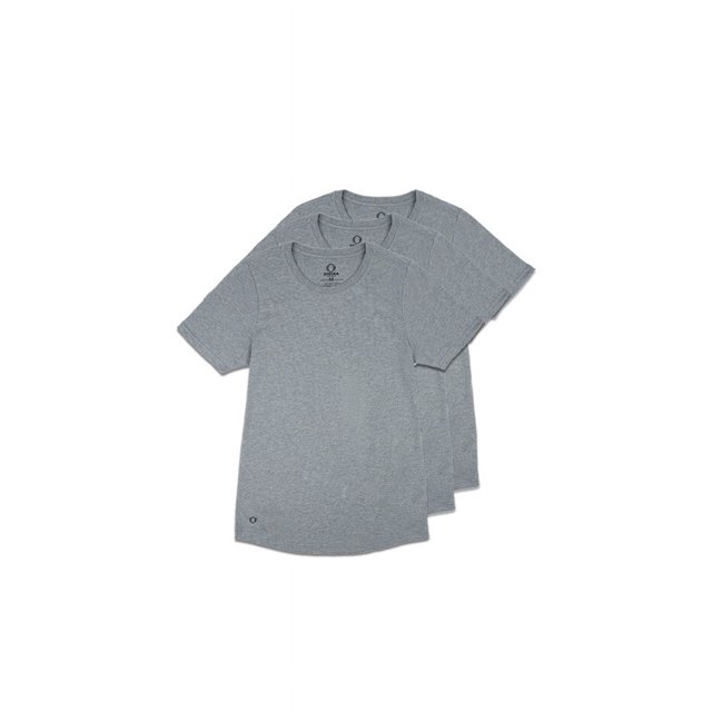 OTECKA T-Shirt à Col Rond en Coton Supima pour Homme Coupe Ajustée avec Évacuation de l'Humidité -3 Paquets