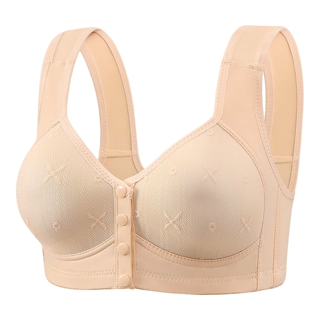 cfhntfmh Front Closure Bras for Women No Underwire Comfort Push up Bras Convenient Soft Front Buttons Plus Size Bralettes