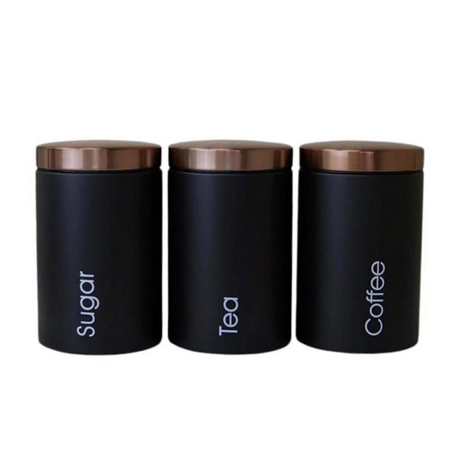 3 Pcs Boîtes à Café et à Sucre Galvanisées Rangement Sec pour Cuisine