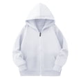 thumbnail image 2 of Milgrthf Unisexe Garçons Filles Chandails d'Automne Sport Décontracté Manches Longues Fermeture Éclair Complète Mignon Col Ras du Cou Basique Couleur Unie Chandails à Capuchon Chandail avec Poche Blanc 4-5 Ans, 2 of 5