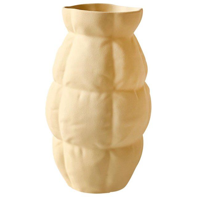 GUOOL Ceramic Vase Flower Container Decorative Vase for Office Dining Table Decoration Yellow