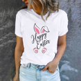thumbnail image 1 of EGNMCR Chemise de Pâques pour Femmes Imprimé de Pâques T-shirt Col Rond Mode et Confortable Haut Manches Courtes Col Rond T-Shirts pour Femmes, 1 of 7
