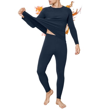 INNERSY Men's Thermal Underwear Set Warm Long Johns Winter Base Layer(L,Navy Blue)