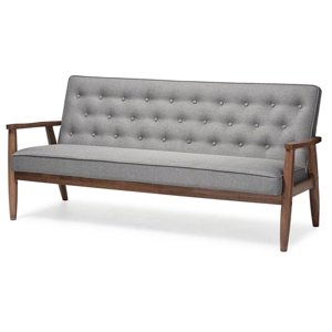 Baxton Studio Sorrento Tufted Canapé à Gray et Walnut