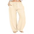thumbnail image 1 of Women‘s Linen Plus Size High Waisted Loose Fit Pants Drawstring Closure Gothic Trousers for Women, 1 of 4