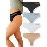 FINETOO High Waisted Thongs for Women, Breathable Underwear Soft Stretchy Nylon Spandex No Side Seam Panties S-XL 4/6 Pack