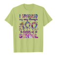 thumbnail image 4 of LUOGENLI T-Shirt pour Filles Enfants Mode Décontractée Imprimé Col Rond Ample Manches Courtes T-Shirt Haut Maxi Hauts Ensembles Filles Tenue 2 Pcs Boho Vert 12-13 Ans, 4 of 4