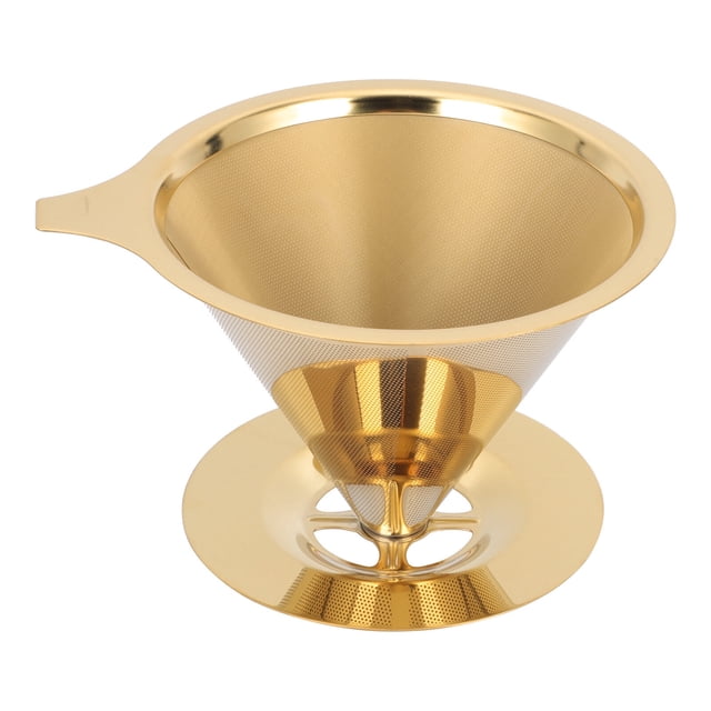KAKOWELY Stainless Steel Coffee Filter for Home Use Golden Color Durable Reusable 3.5 Inches,4.92"X4.92"X3.54"