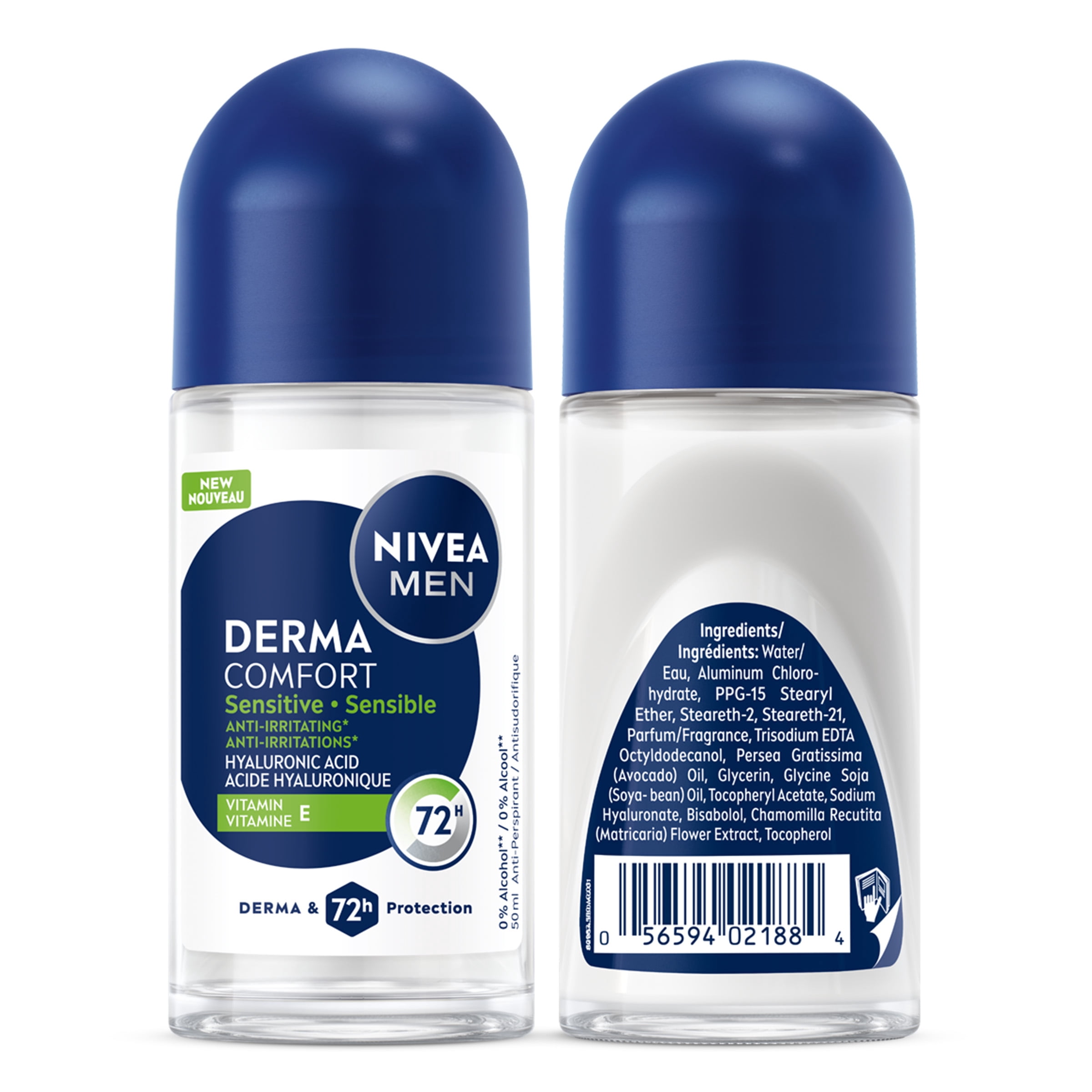 NIVEA MEN Derma Comfort Sensible, antisudorifique en bille, protection 72 heures, 50 ml