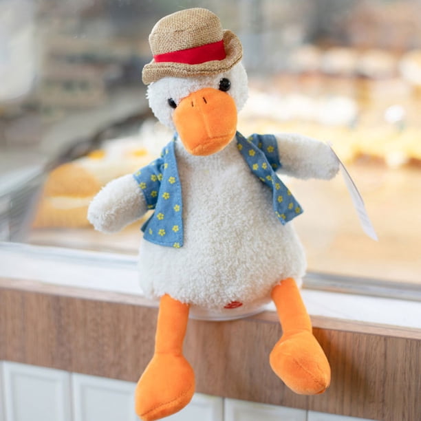 SWTOIPIG Canard en peluche, cou étiré, son chantant et coquelin, design interactif et mignon, jouet éducatif pour enfants, développement de l'intelligence musicale