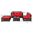 thumbnail image 2 of Patiojoy Ensemble de Canapé Sectionnel d'Extérieur en Rotin 5 Pcs pour Patio avec Coussins de Dossier et d'Assise Doux Rouge, 2 of 8