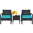 thumbnail image 1 of Patiojoy 3 Pieces Patio Set Outdoor Wicker Rattan Furniture w/ Cushions Turquoise, 1 of 8