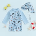 thumbnail image 2 of Gubotare Toddler Boy Swimsuit Bright Set Long Sleeve Zip Rashguards Baby Toddler Rash Guard Sets Boy's Swimsuit One Piece Zipper Bathing Suit 2t 3t (Blue,2-3 Years), 2 of 7
