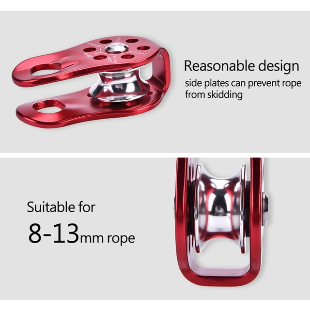 Aluminium Alloy Climbing Pulley Block, Heavy Duty, With 1000kg Pull Strength, Suitable for 8-12mm Rope, for Climbing, Hauling, Transporting